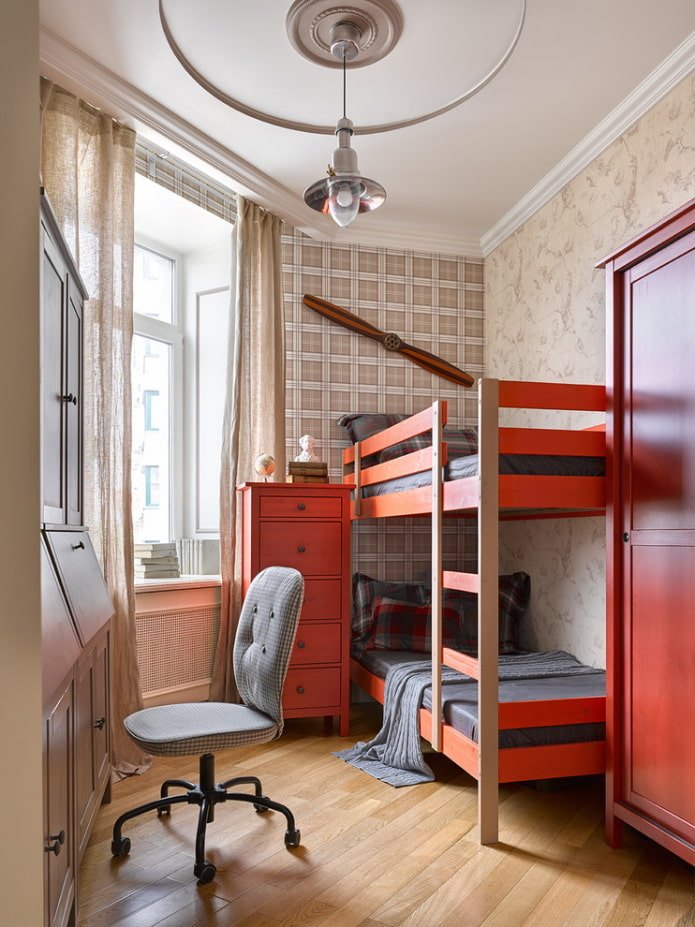 zonificación de una habitación infantil para dos niños