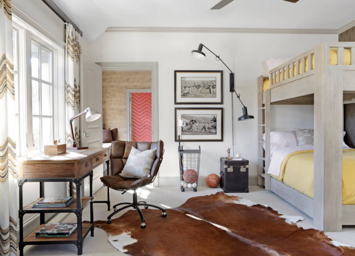 Interior de habitación infantil para dos niños