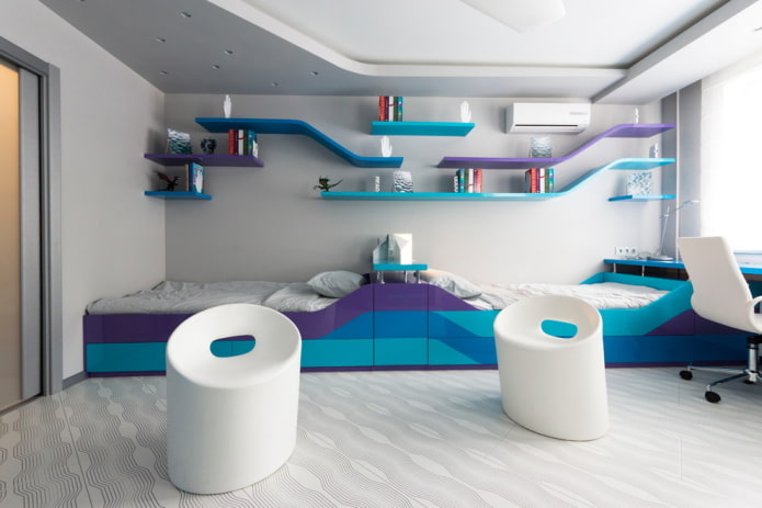Zonificación de habitación infantil para dos niños