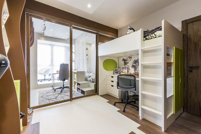 Zonificación de una habitación infantil para dos niños