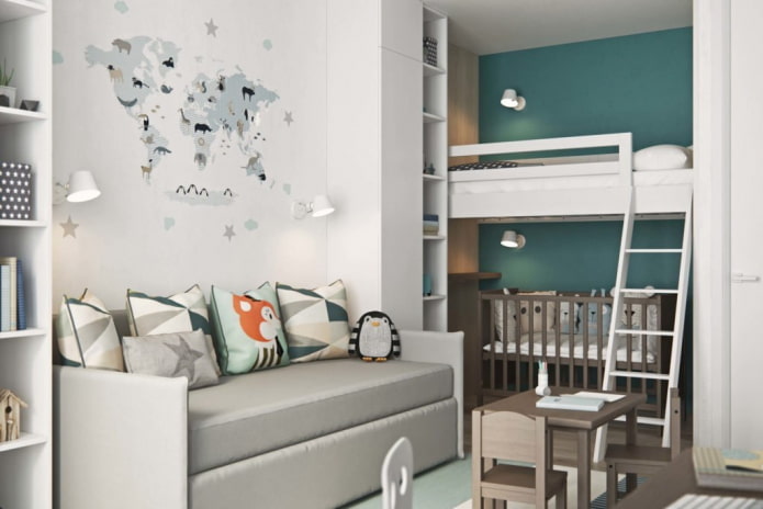 Habitación infantil para dos niños de diferentes edades