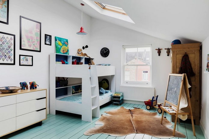 Habitación infantil para dos niños en estilo escandinavo