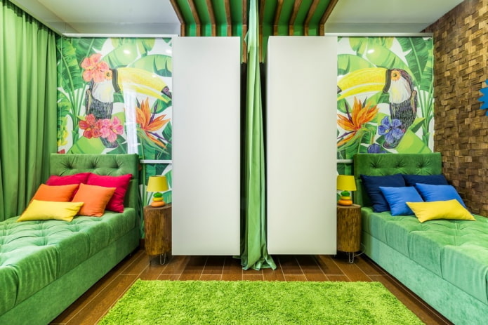 Zonificación y planificación de un dormitorio para niños de diferentes sexos