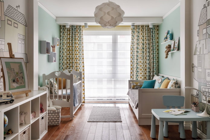 Habitación para un bebé y un niño en edad preescolar