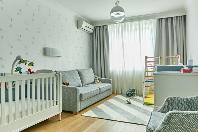 esquema de colores en el diseño de una habitación infantil para bebé
