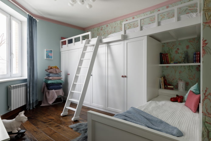 Almacenamiento de cosas en el interior del dormitorio para niños de diferentes sexos