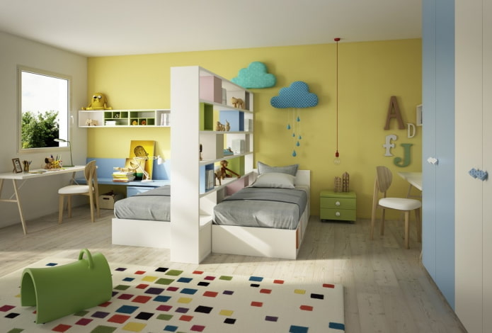 Zonificación y planificación de un dormitorio para niños de diferentes sexos