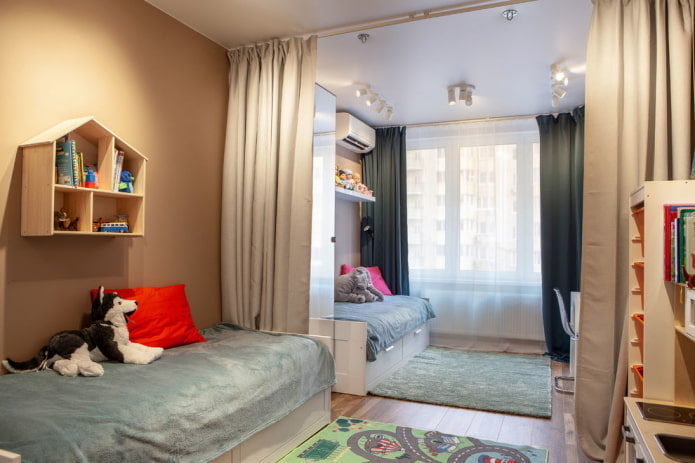 diseño de un dormitorio pequeño para niños de diferentes sexos