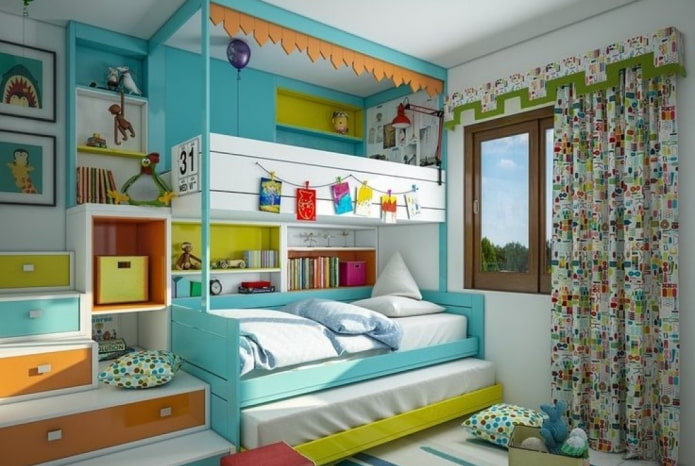 Diseño de habitación para tres niños de diferentes sexos