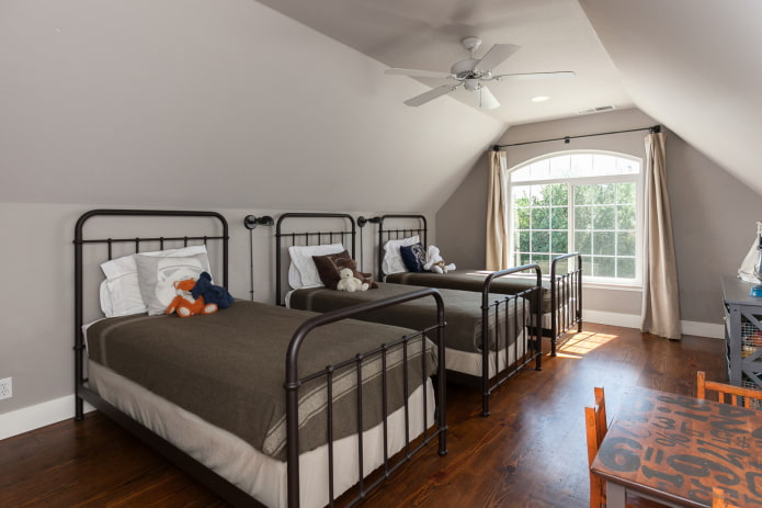 Disposición del dormitorio para tres niños