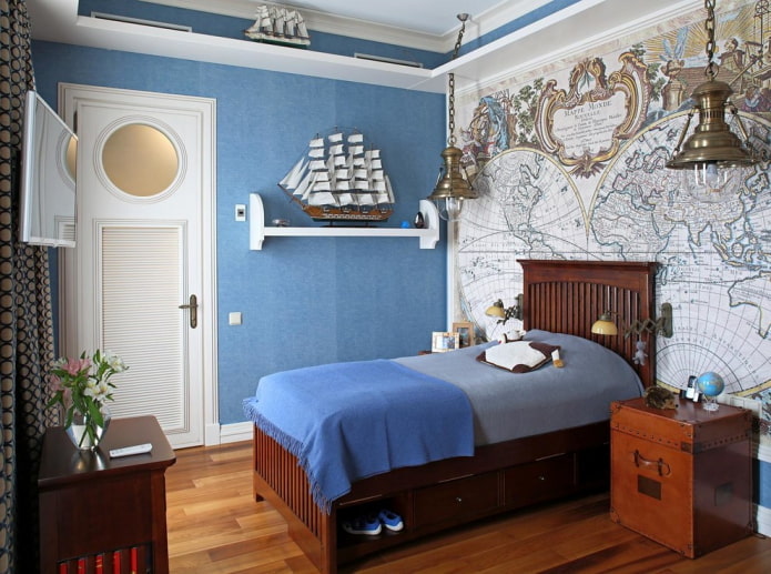 decoración de Dormitorio infantil en estilo marinero