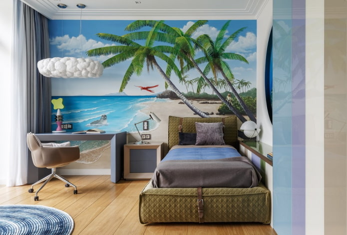 decoración de un dormitorio infantil en estilo marino