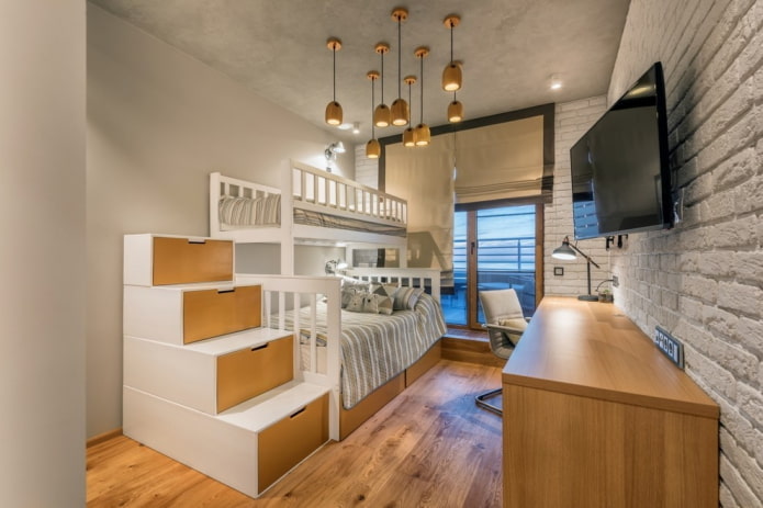 Decoración de habitación infantil de estilo industrial