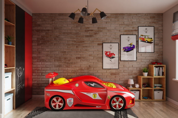 Interior de la habitación de un niño en estilo loft