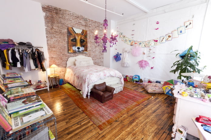 Habitación infantil estilo loft para niñas