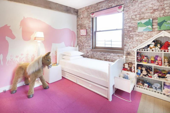 Habitación infantil estilo loft para niñas