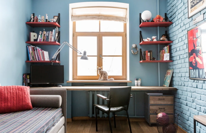 esquema de colores de una habitación infantil de estilo industrial