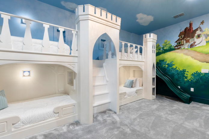 litera-castillo en la habitación infantil