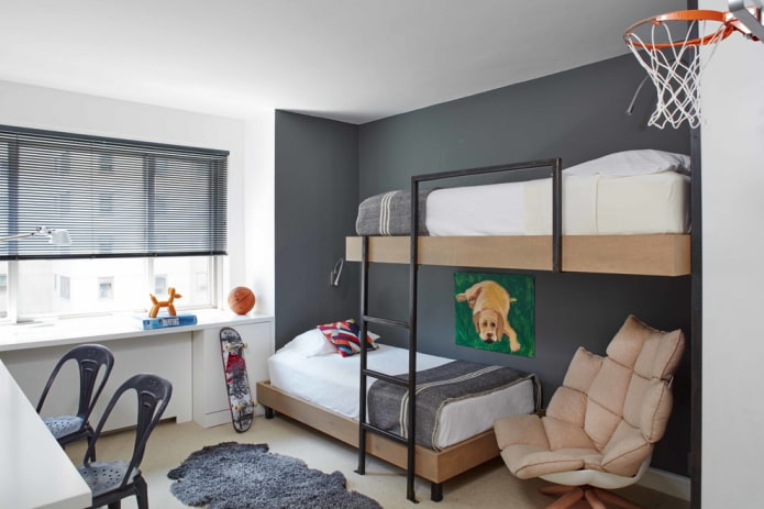 modelo de litera en una habitación de adolescentes