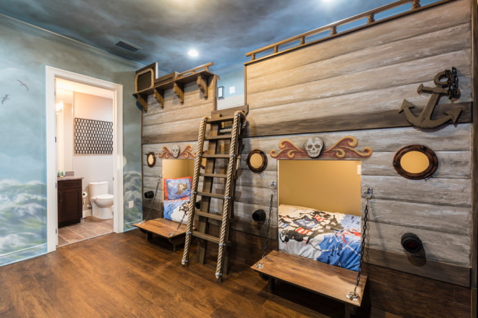 Litera-barco en la habitación infantil