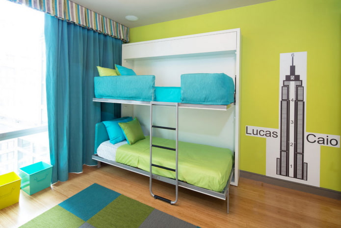 litera-transformer en una habitación infantil