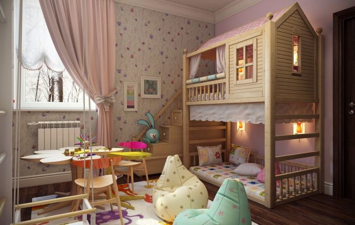 Modelo de dos niveles para la habitación de las niñas