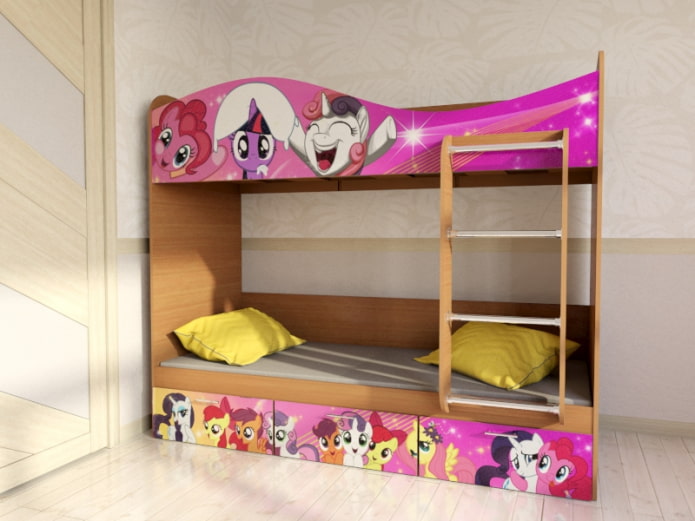 modelo de litera con imágenes en la habitación infantil