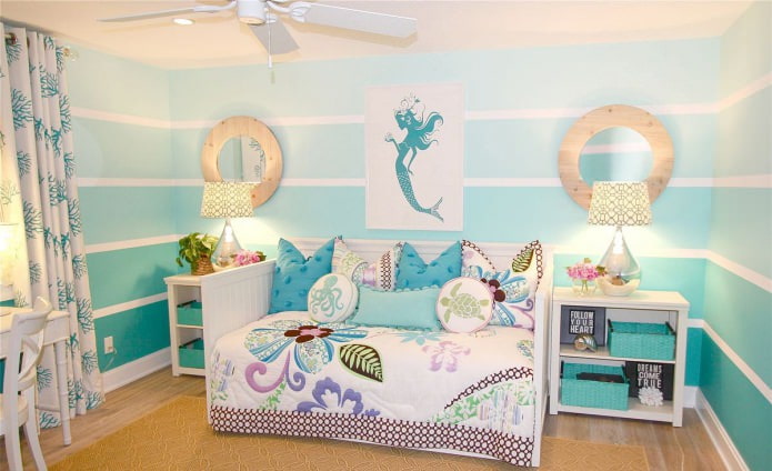 Habitación infantil turquesa para niña