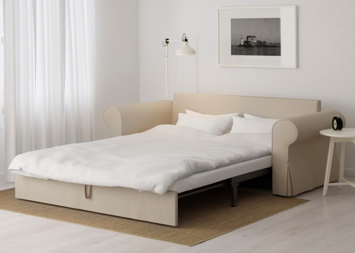 sofá plegable con reposabrazos en el interior