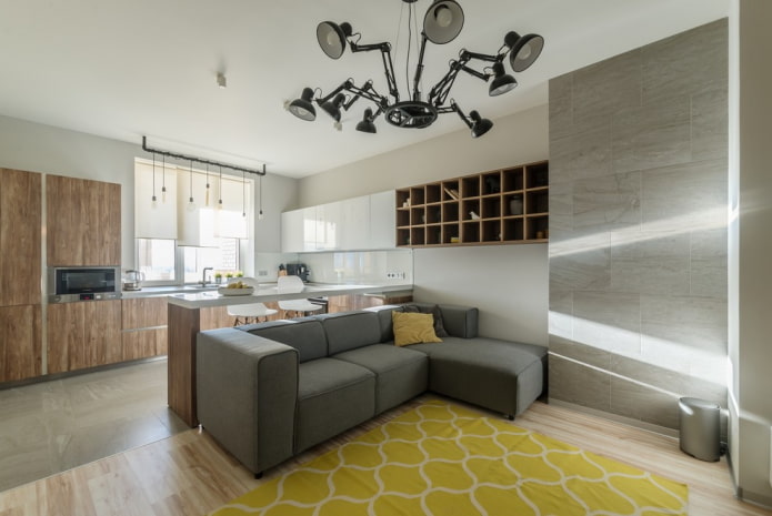 modelo de sofá modular con otomana en el interior