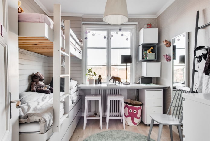 disposición de muebles en una habitación infantil de 10 m²