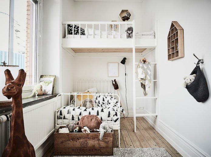 interior de un dormitorio para dos niños
