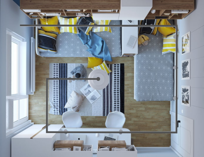 Plano de habitación infantil de 10 m²