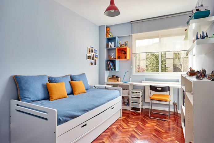 Diseño de dormitorio de 9 metros cuadrados para niño