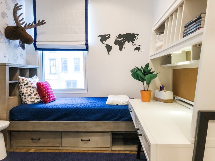 Diseño de dormitorio de 9 metros cuadrados para niño