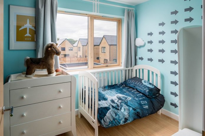 Diseño de dormitorio de 9 cuadrados para niño