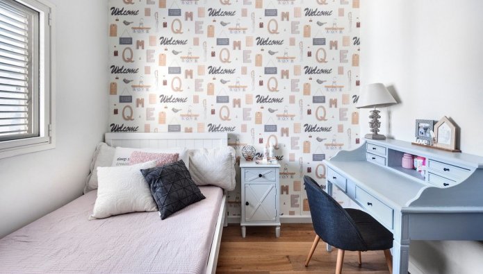 interior de un dormitorio de 9 metros cuadrados para niña