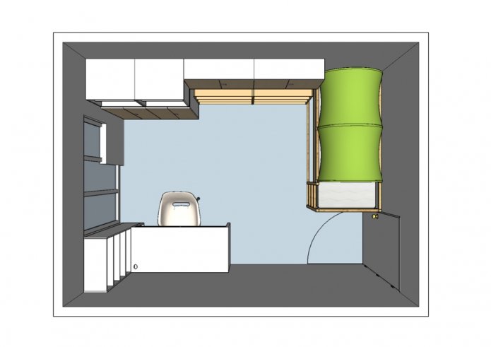 Disposición de la habitación infantil de 9 cuadrados