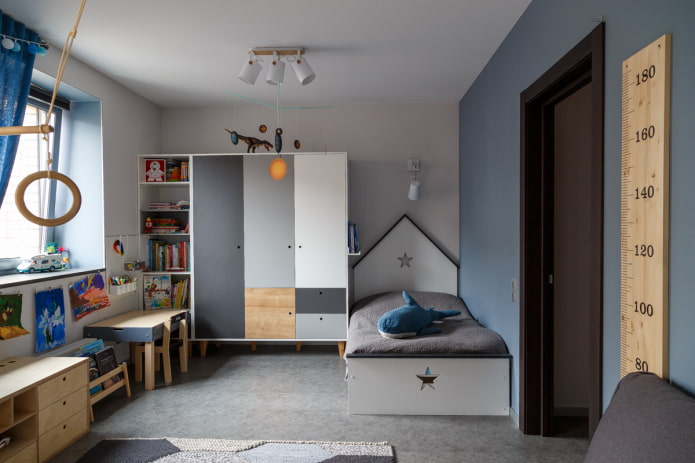 Habitación infantil en tonos grises