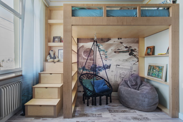 silla colgante en la habitación infantil