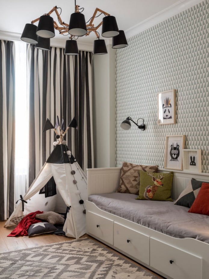 tipi en la habitación infantil