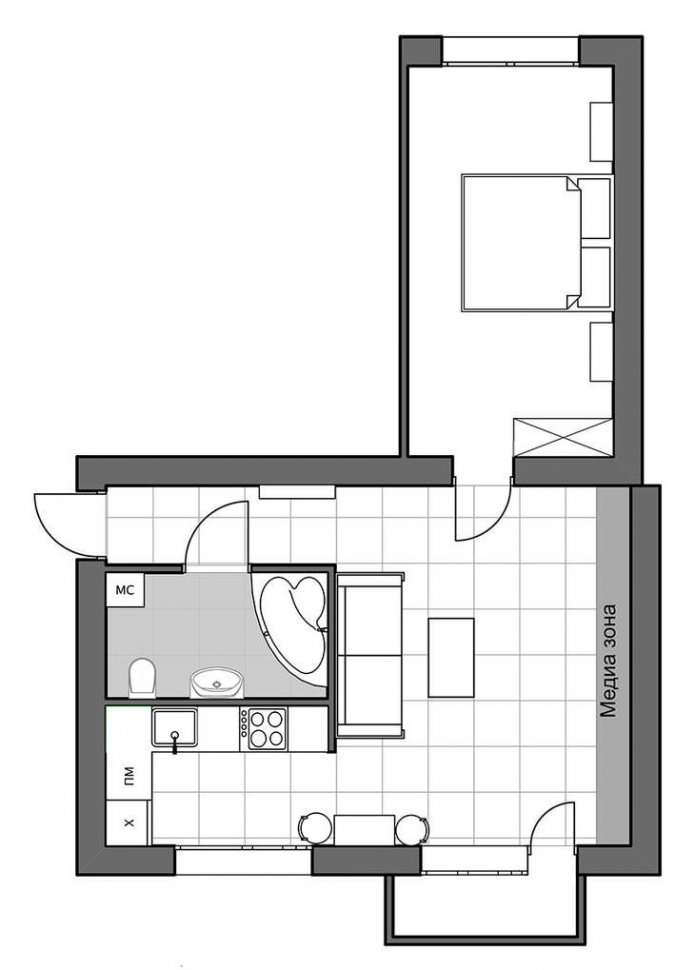 Diseño de un apartamento de dos habitaciones en estilo europeo