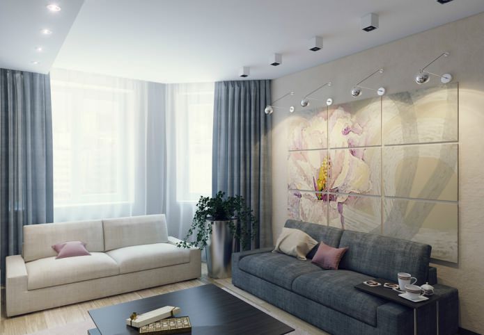Interior de una cocina-salón de estilo moderno