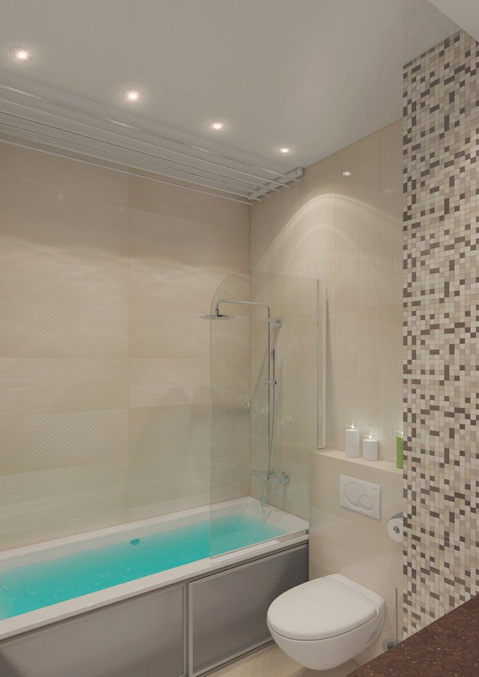 Baño en un apartamento de dos habitaciones de 50 m².