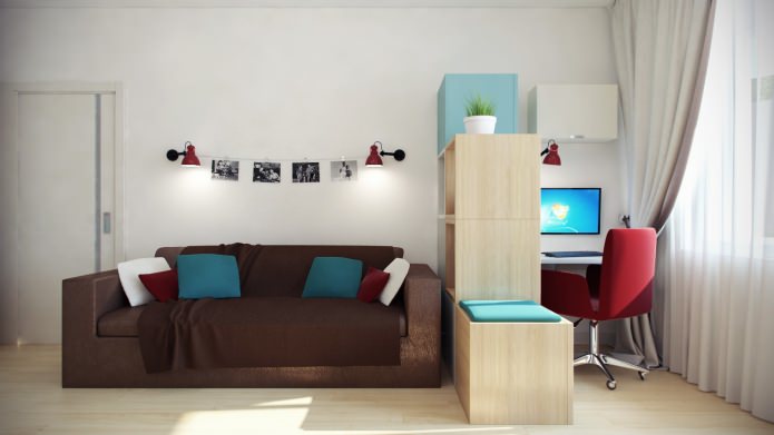 sala de estar con área de trabajo