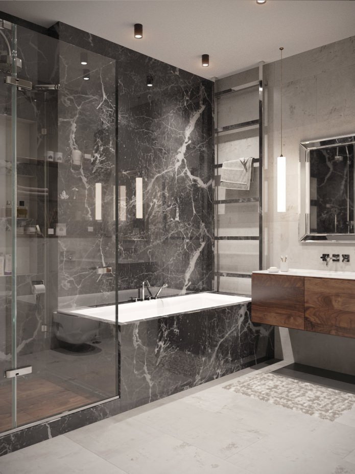 baño con diseño de mármol