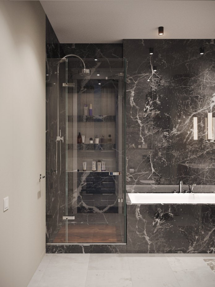 baño con diseño de mármol