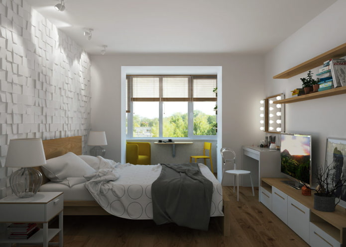Diseño del dormitorio en un apartamento de dos habitaciones
