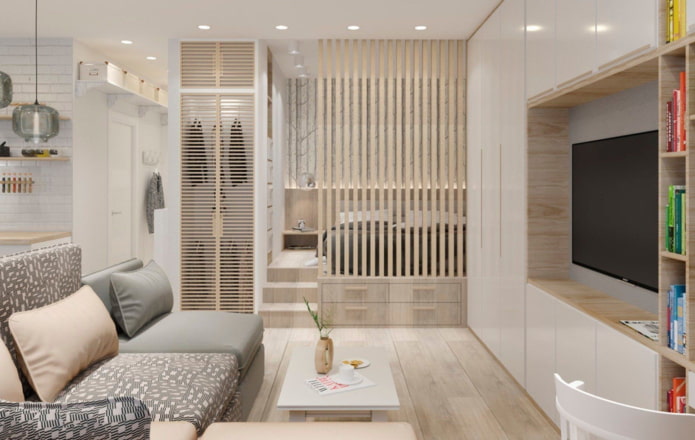Diseño de un apartamento pequeño en colores claros