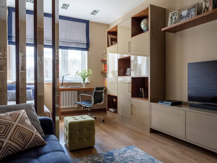 Zona de dormitorio en un salón de 15 m²